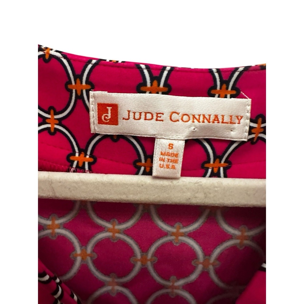 Jude Connally Megan Dress Geometric Circle Peony Pink Sz Small‎ Jude Cloth - Picture 2 of 5